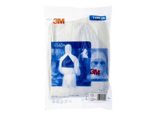 3M 4540+ - Kjeledress - M - SMMMS polypropylen - hvit, blå