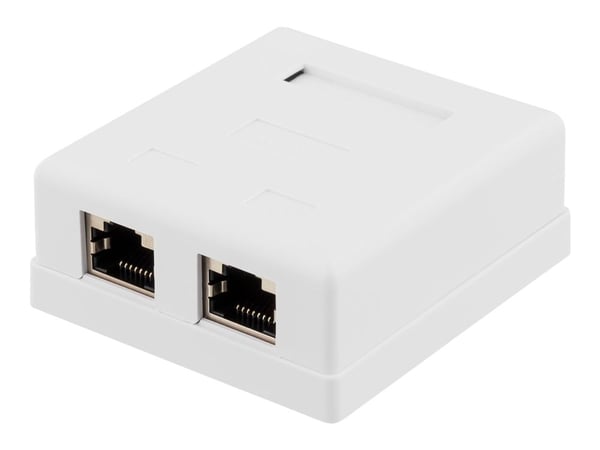 DELTACO VR-218 - Pinta-asennusliitin - pinta-asennettava - CAT 6 - FTP - RJ-45 X 2 - valkoinen