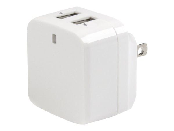 Startech Dual Port USB Wall Charger 17W/3.4A - Travel Charger 110V/220V - Strømadapter - 17 watt - 3.4 A - 2 utgangskontakter (USB) - hvit - for P/...