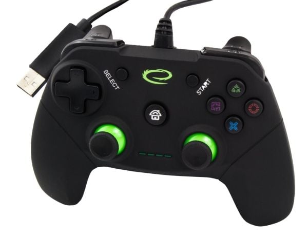 Esperanza Vanquisher - Håndkonsoll - 12 knapper - kablet - svart, grønn - for PC, Sony PlayStation 3