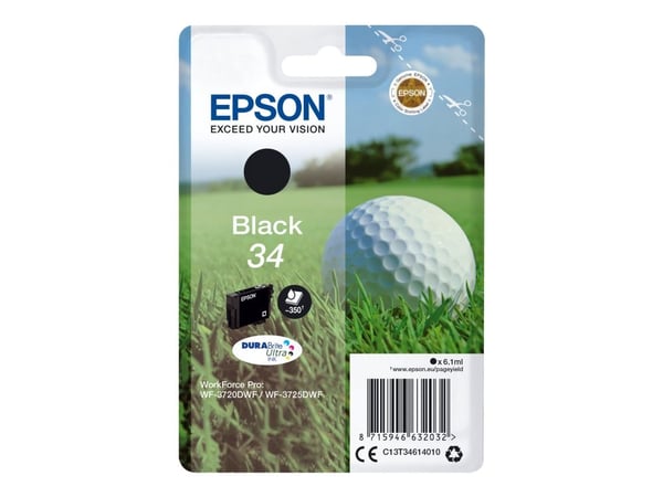 Epson 34 - 6.1 ml - svart - original - blekkpatron - for WorkForce Pro WF-3720, WF-3720DWF, WF-3725DWF