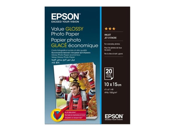 Epson Value - Blank - 100 x 150 mm - 183 g/m² - 20 ark fotopapir - for Epson L382, L386, L486; Expression Home HD XP-15000; Expression Premium XP-900