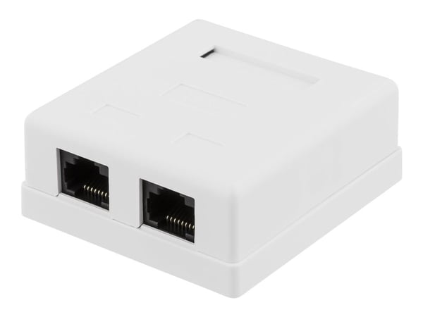 DELTACO VR-219 - Pinta-asennusliitin - pinta-asennettava - CAT 6 - UTP - RJ-45 X 2 - valkoinen