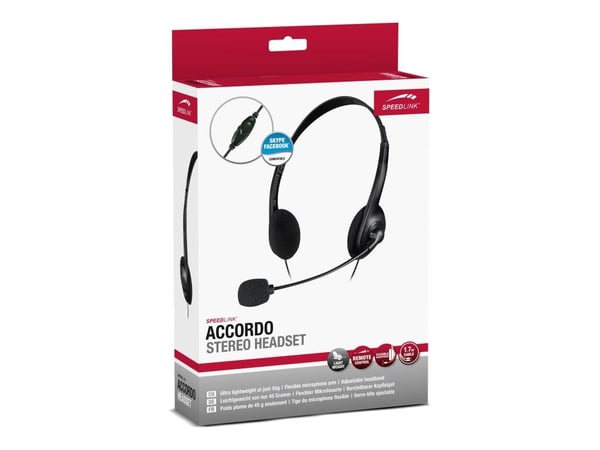SPEEDLINK ACCORDO - Hodesett - on-ear - kablet - svart
