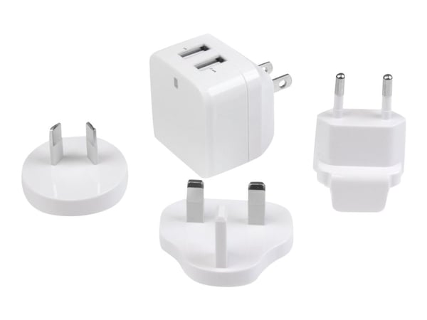 Startech Dual Port USB Wall Charger 17W/3.4A - Travel Charger 110V/220V - Strømadapter - 17 watt - 3.4 A - 2 utgangskontakter (USB) - hvit - for P/...