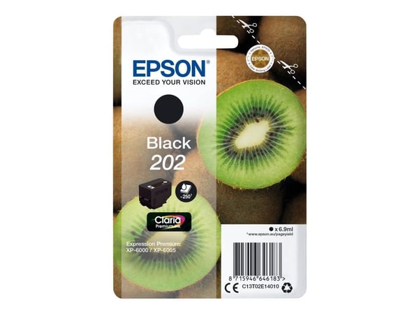 Epson 202 - 6.9 ml - svart - original - blære med RF/lyd-alarm - blekkpatron - for Expression Premium XP-6000, XP-6005