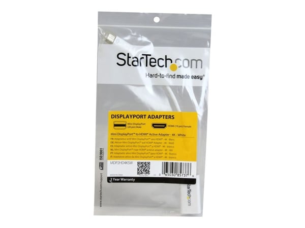 Startech Mini DisplayPort to HDMI 4K Audio / Video Converter - mDP 1.2 to HDMI Active Adapter for MacBook Pro/Air - 4K @ 30Hz - White (MDP2HD4KSW) ...
