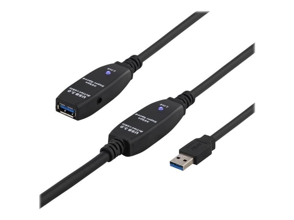 DELTACO USB3-1008 - USB-forlengelseskabel - USB-type A (hunn) til USB-type A (hann) - USB 3.0 - 15 m - aktiv - svart