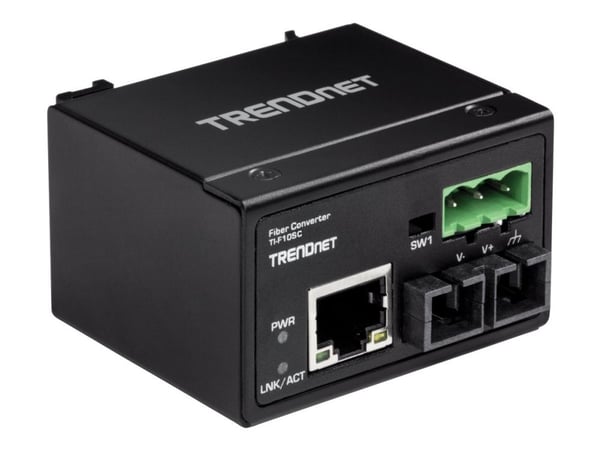 TRENDnet TI-F10SC - Fibermediekonverterare - 100Mb LAN - 100Base-TX, 10Base-T, 100Base-FX - RJ-45 / SC-läge (multi-mode) - upp till 2 km - 1310 nm ...