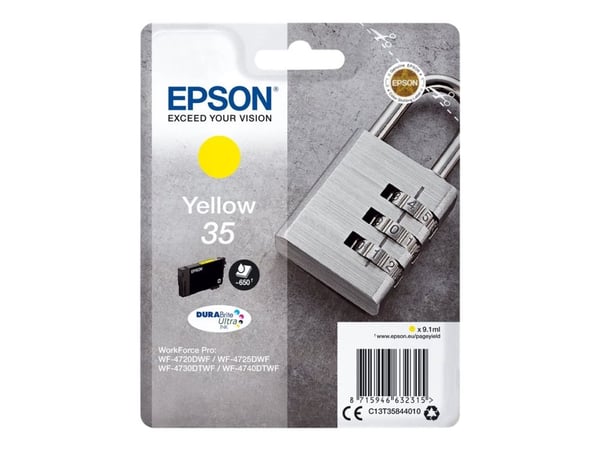 Epson Padlock Singlepack Yellow 35 DURABrite Ultra Ink, Perusvärintuotto, Väriainepohjainen muste, 9,1 ml, 650 sivua, 1 kpl
