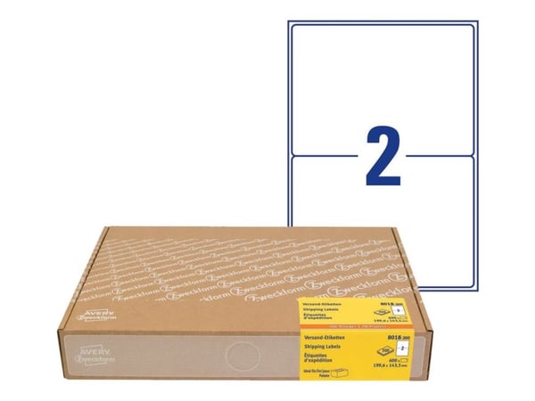 Avery Zweckform - Papper - permanent häftning - vit - 199.6 x 143.5 mm 600 etikett (er) (300 ark x 2) transportetiketter