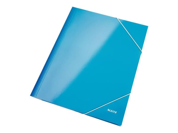 LEITZ hjørnemappe WOW, DIN A4, papp, blå metallic PP-laminert papp, blank, 3 sidebeskyttelsesklaffer (3982-00-36)
