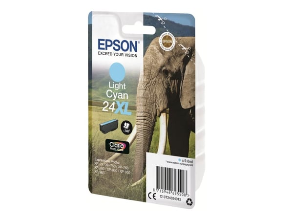 Epson 24XL - 9,8 ml - XL - Lys Cyan - original - blækpatron - for Expression Photo XP-55, 750, 760, 850, 860, 950, 960, 970; Expression Premium XP-...