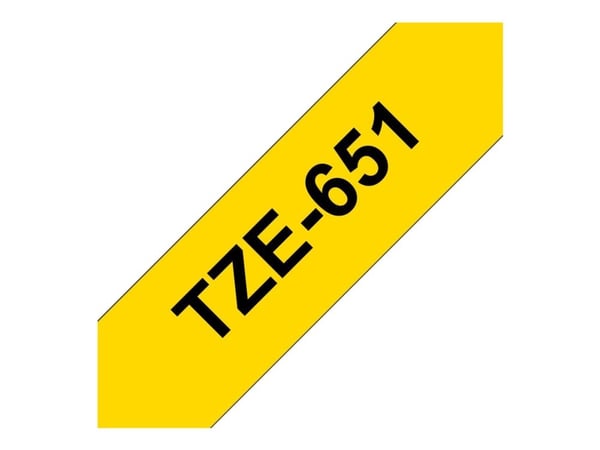 Brother TZe-651 - Standardklebemiddel - svart på gult - Rull (2,4 cm x 8 m) 1 kassett(er) laminert teip - for Brother PT-D600; P-Touch PT-1010, 18,...