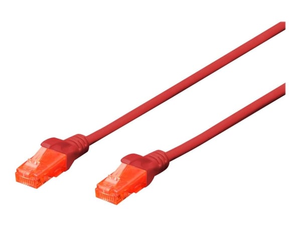DIGITUS Professional - Patch-kabel - RJ-45 (hane) till RJ-45 (hane) - 25 cm - UTP - CAT 6 - startad, halogenfri, hakfri - röd DIGITUS Professional - Patch-kabel - RJ-45 (hane) till RJ-45 (hane) - 25 cm - UTP - CAT 6 - startad, halogenfri, hakfri - röd