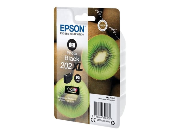 Epson Kiwi Singlepack Photo Black 202XL Claria Premium Ink, Korkea (XL) värintuotto, Väripohjainen muste, 7,9 ml, 800 sivua, 1 kpl