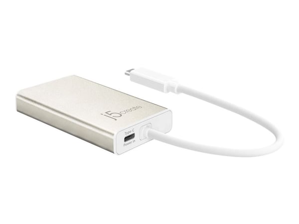 j5create JCA374-N USB-C® Multi-Adapter, Langallinen, USB Type-C, 60 W, 10,100,1000 Mbit/s, Kulta, Valkoinen, Metallic Champagne