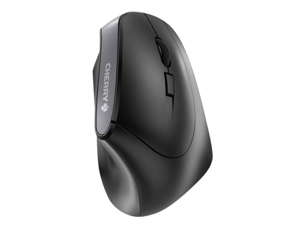 CHERRY MW 4500 - Vertikal mus - ergonomisk - høyrehendt - optisk - 6 knapper - trådløs - 2.4 GHz - USB trådløs mottaker - svart