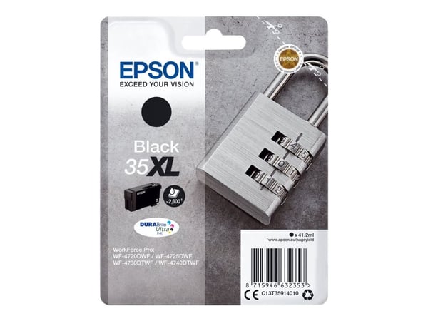 Epson 35XL - 41.2 ml - XL - svart - original - blekkpatron - for WorkForce Pro WF-4720, WF-4720DWF, WF-4725DWF, WF-4730, WF-4730DTWF, WF-4740, WF-4...