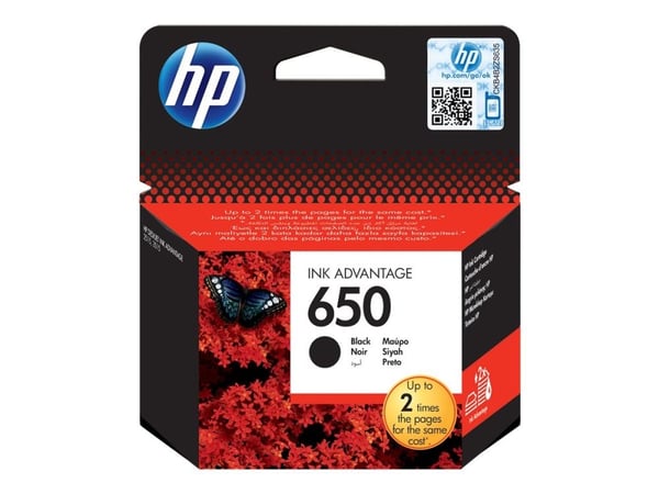 HP 650 Black Original Ink Advantage Cartridge, Pigment-based ink, 360 pages, 1 pc(s)
