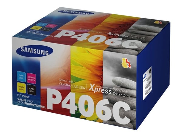 HP CLT-P406C - 4-pack - svart, gul, cyan, magenta - original - tonerpatron (SU375A) - for Samsung CLX-3300, 3302, 3303, 3304, 3305, 3306, 3307, SCX...