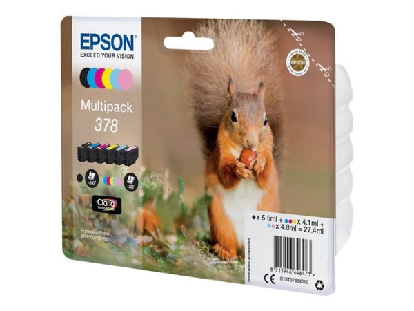 Epson Multipack 378 - 6-pack - svart, gul, cyan, magenta, lys magenta, lys cyan - original - blister - blekkpatron - for Expression Home XP-8605, X...