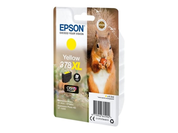 Epson 378XL - 9.3 ml - XL - gul - original - blister - blekkpatron - for Expression Home XP-8605, 8606; Expression Home HD XP-15000; Expression Pho...