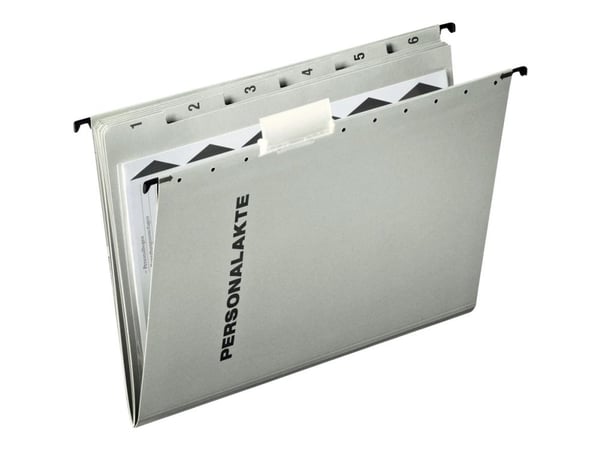 Leitz - Hängfil - 6 delar - förtryckt: 1-6 - V-Base - för A4 (210 x 297 mm) - tabbad - grå