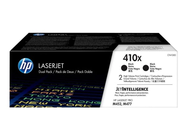 HP 410X alkuperäinen riittoisa musta LaserJet -värikasetti, kaksoispakkaus, 13000 sivua, Musta, 2 kpl