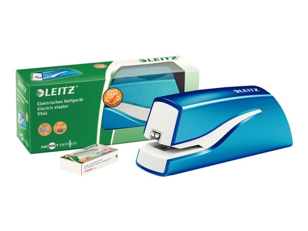 Leitz WOW NeXXt - Elektrisk stiftemaskin - 10 ark / 1 mm - No.10 - metallic blå