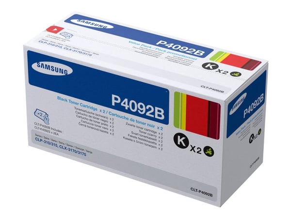 HP CLT-P4092B - 2-pack - svart - original - tonerpatron (SU391A) - for Samsung CLX-3170, CLX-3175, CLX-3176, CLX-4175