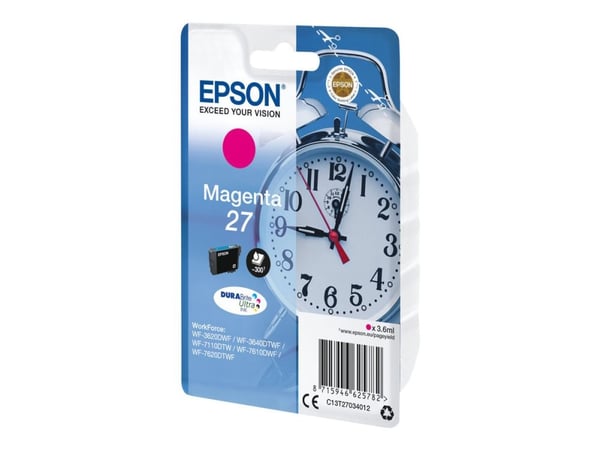 Epson 27 - 3.6 ml - magenta - original - blekkpatron - for WorkForce WF-3620, WF-3640, WF-7110, WF-7210, WF-7610, WF-7620, WF-7710, WF-7715, WF-7720