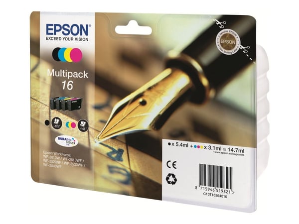 Epson 16 Multipack - 4 pakker - sort, gul, cyan, magenta - original - blækpatron - for WorkForce WF-2010, 2510, 2520, 2530, 2540, 2630, 2650, 2660,...
