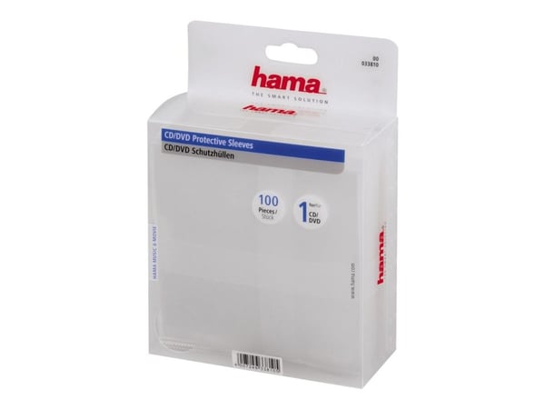 Hama CD/DVD Protective Sleeves, Pack of 100, 100 levyt, Läpinäkyvä, Polypropeeni (PP), 190 mm, 135 mm, 58 mm Hama CD/DVD Protective Sleeves, Pack of 100, 100 levyt, Läpinäkyvä, Polypropeeni (PP), 190 mm, 135 mm, 58 mm