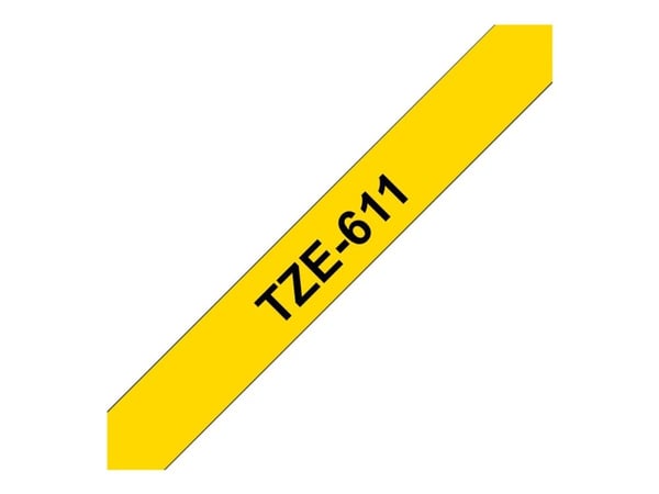 Brother TZe-611 - Svart på gult - Rull (0,6 cm) 1 kassett(er) laminert teip - for Brother PT-D210, D600, H110; P-Touch PT-1005, D200, D450, H105; P...