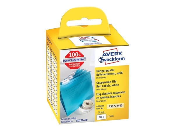 Avery Zweckform - Papper - permanent häftning - vit - 12 x 50 mm 220 etikett (er) (1 rulle/rullar x 220) rektangulära etiketter