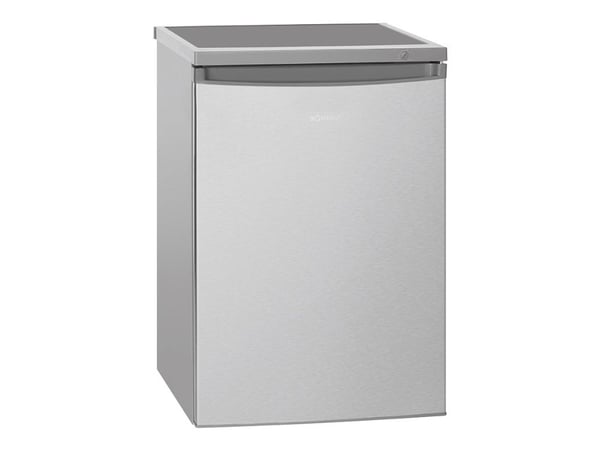Bomann KS 2184 - Kjøleskap med fryserboks - bredde: 56 cm - dybde: 57.5 cm - høyde: 84.5 cm - 120 liter - Klasse E - rustfritt stål-stil