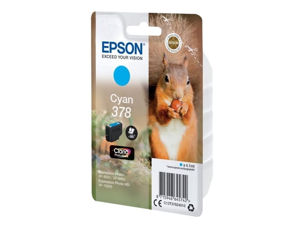 Epson Squirrel Singlepack Cyan 378 Claria Photo HD Ink, Perusvärintuotto, 4,1 ml, 360 sivua, 1 kpl