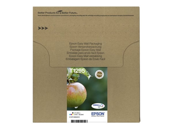 Epson Apple T129 Omena DURABrite Ultra, moniväripakkaus, 4 väriä, EasyMail, Musta, Syaani, Magenta, Keltainen, 11,2 ml, 7 ml, 1 kpl, Monipakkaus
