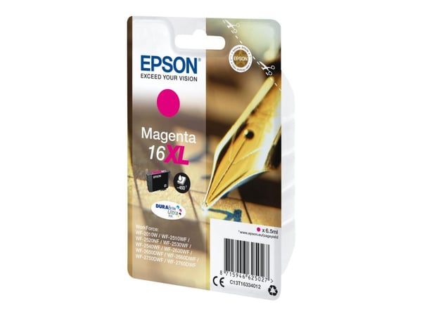 Epson 16XL - 6.5 ml - XL - magenta - original - blister - blekkpatron - for WorkForce WF-2010, 2510, 2520, 2530, 2540, 2630, 2650, 2660, 2750, 2760