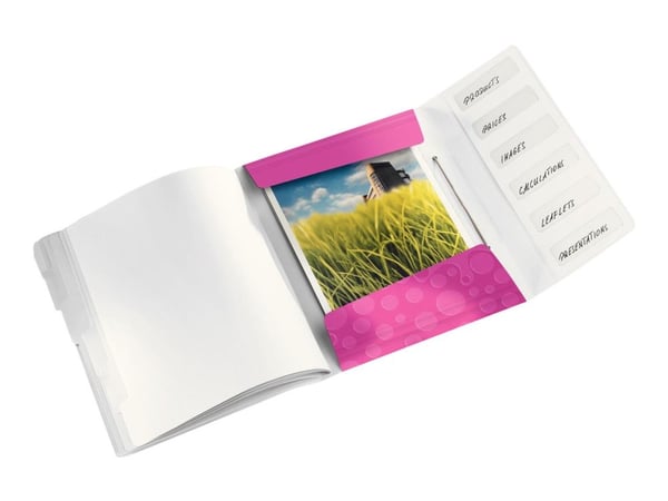 Leitz WOW - Klassifikasjonsmappe - 6 rom - 6 deler - for A4 (210 x 297 mm) - kapasitet: 200 ark - med fliker - metallisk rosa