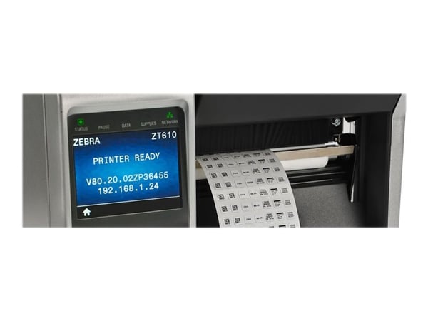 Zebra ZT610 - Etikettskriver - direktetermisk / termisk overføring - Rull (11,4 cm) - 300 dpi - inntil 356 mm/sek - USB 2.0, seriell, Gigabit LAN, ...