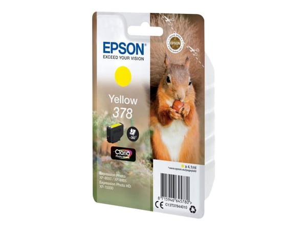 Epson 378 - 4.1 ml - gul - original - blister - blekkpatron - for Expression Home XP-8605, 8606; Expression Home HD XP-15000; Expression Photo XP-8...
