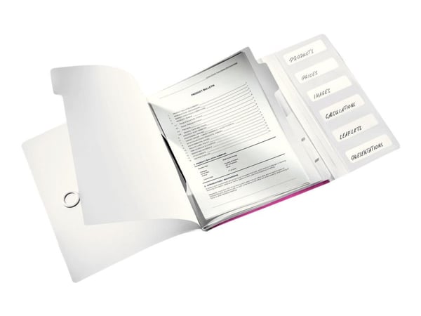 Leitz WOW - Klassifikasjonsmappe - 6 rom - 6 deler - for A4 (210 x 297 mm) - kapasitet: 200 ark - med fliker - metallisk rosa