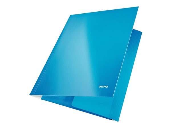 LEITZ hjørnemappe WOW, DIN A4, papp, blå metallic PP-laminert papp, blank, 3 sidebeskyttelsesklaffer (3982-00-36)