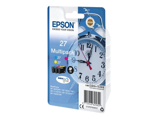 Epson 27 Multi-Pack - 3-pack - 10.8 ml - gul, cyan, magenta - original - blekkpatron - for WorkForce WF-3620, WF-3640, WF-7110, WF-7210, WF-7610, W...