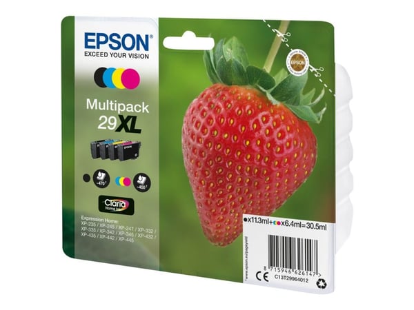 Epson 29XL Multipack - 4-pack - 30.5 ml - XL - svart, gul, cyan, magenta - original - blære med RF/lyd-alarm - blekkpatron - for Expression Home XP...