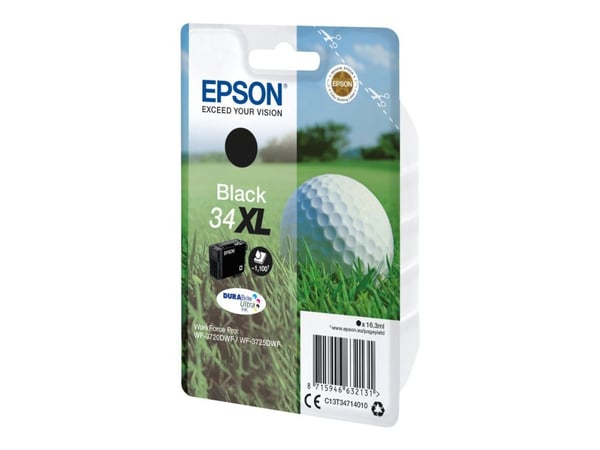 Epson 34XL - 16.3 ml - XL - svart - original - blister - blekkpatron - for WorkForce Pro WF-3720, WF-3720DWF, WF-3725DWF