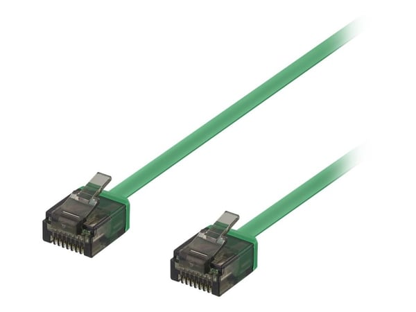 DELTACO - Koblingskabel - RJ-45 (hann) til RJ-45 (hann) - 2 m - UTP - CAT 6a - formstøpt, flat - grønn