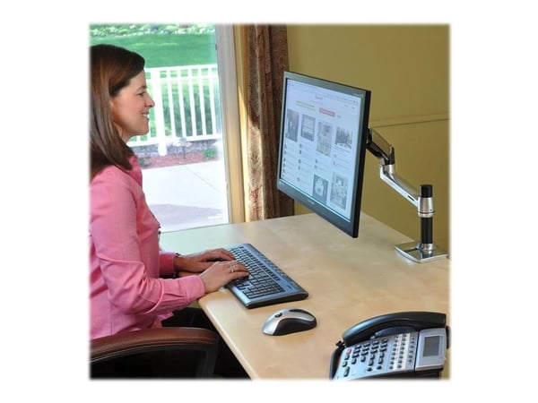 Ergotron LX - Monteringssats (vridbar arm, bordsfäste, förlängningsadapter, kransmontrad bas, 7-tums stång) - för LCD-display - polerat aluminium -...